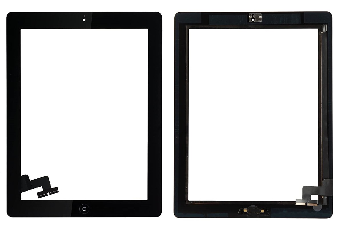 Jutiklinis ekranas iPad 2 juodas su Home mygtuku ir laikikliais HQ