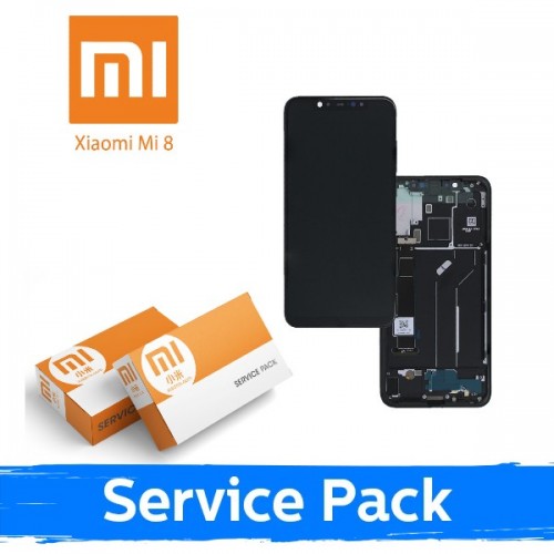 LCD Display Compatible With Xiaomi Mi 8 With Frame / Gold / (Service Pack)