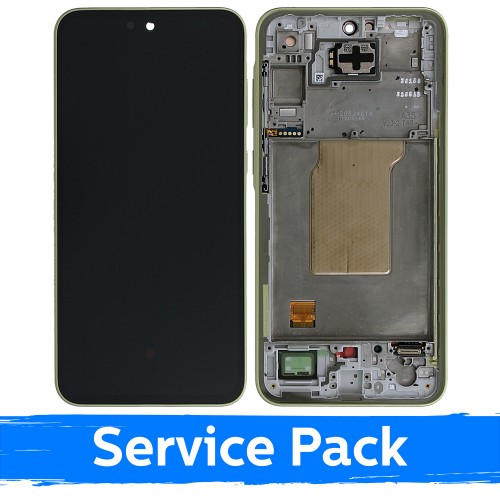 LCD дисплей совместимый с Samsung A356 A35 5G с рамкой / лимонный / (Service Pack)