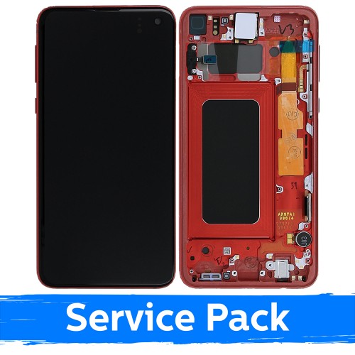 LCD ekranas skirtas Samsung G970 S10e su rėmeliu / Cardinal Red / (Service Pack)