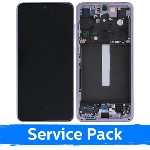 LCD ekranas skirtas Samsung G990 S21 FE 5G su rėmeliu / Lavender / (Service Pack)