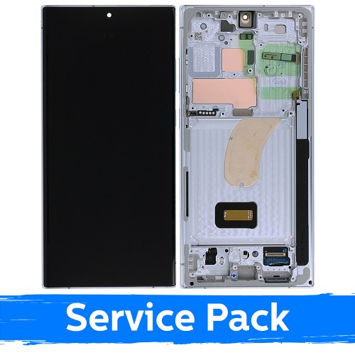 LCD дисплей совместимый с Samsung S918 S23 Ultra с рамкой / Sky Blue (Lime) / (Service Pack)