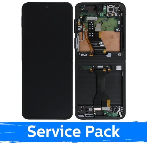LCD ekranas skirtas Samsung Z F741 Flip 6 su rėmeliu / juodas / (Service Pack)