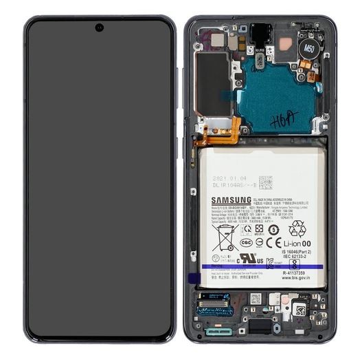LCD ekranas Samsung G991 S21 5G su jutikliniu ekranu ir rėmeliu Phantom Grey originalus (service pack)