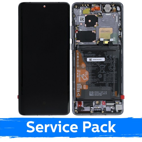 LCD ekranas skirtas Huawei P50 Pro su rėmeliu / Golden Black / (Service Pack)