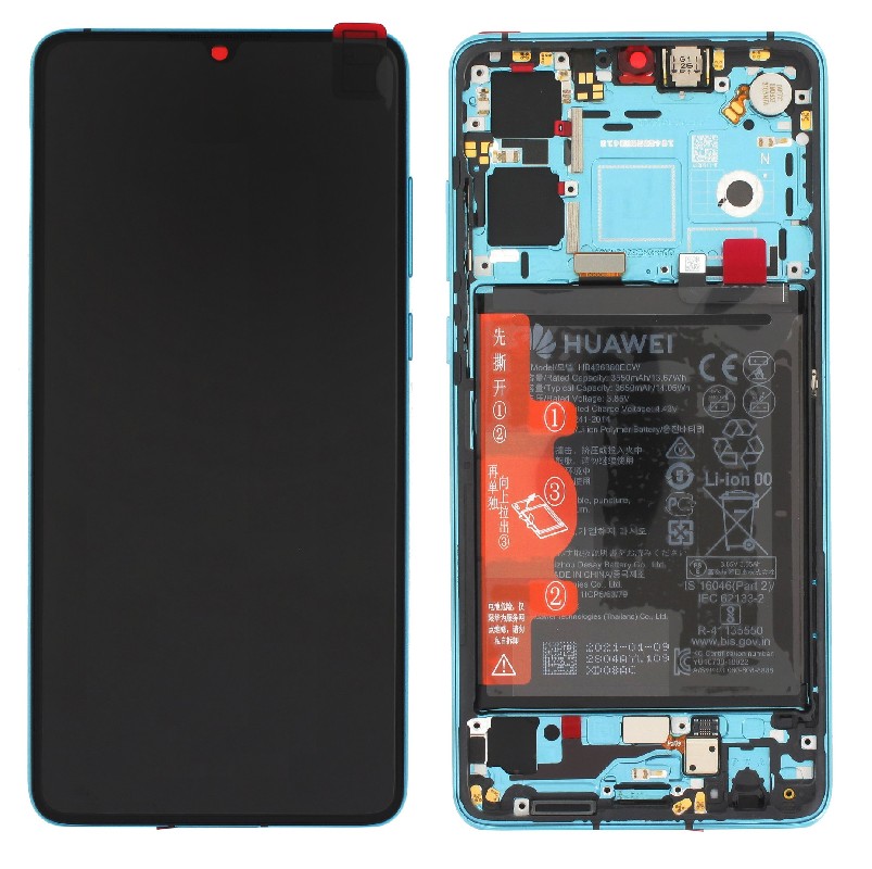 LCD экран Huawei P30 (новая версия 2021) с тачскрином, рамкой и аккумулятором Aurora Оригинал (сервисная упаковка)