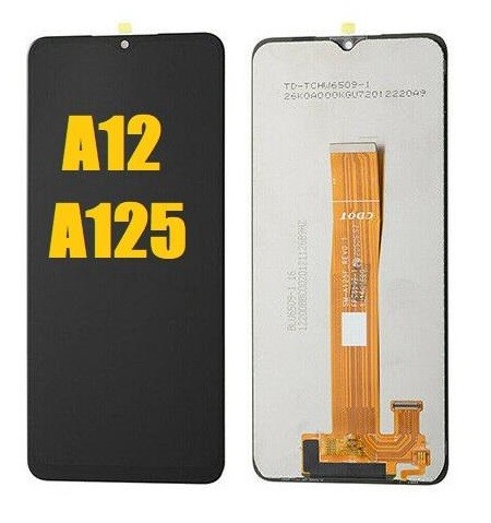 LCD ekranas Samsung A125 A12 2020 su jutikliniu ekranu juodas originalus