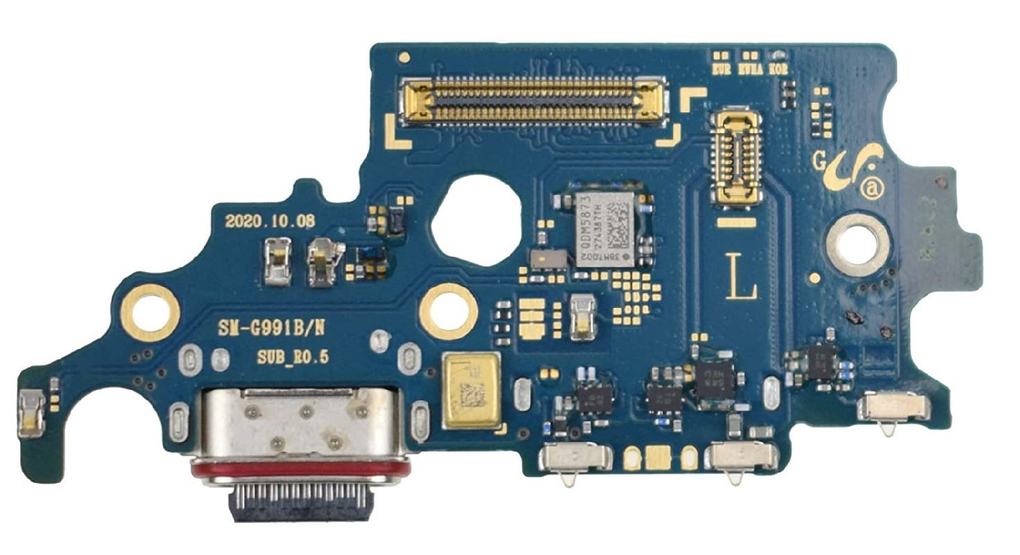 Flex Samsung G991 S21 jungtiai, mikrofonui ir SIM kortelių skaitytuvui originalus (aptarnavimo pakuotė)