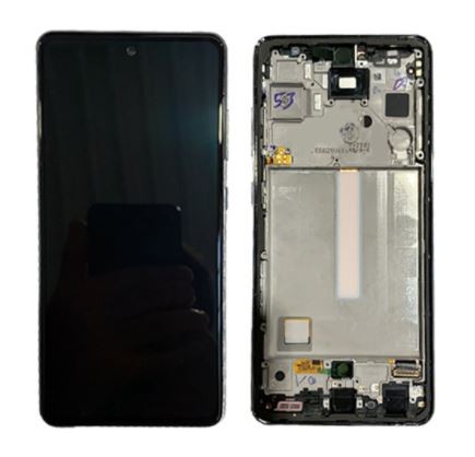 LCD ekranas Samsung A525/A526 A52 4G/5G 2021 su jutikliniu ekranu ir rėmeliu Awesome White originalus (serviso paketas)