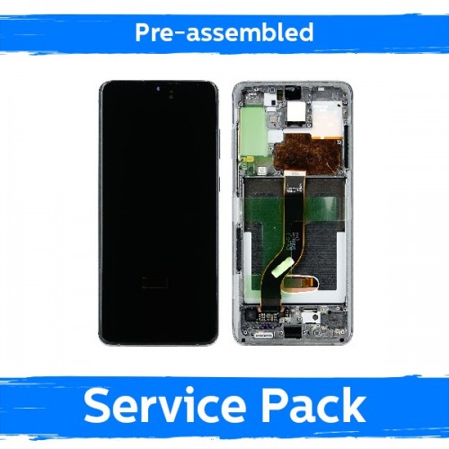 LCD ekranas skirtas Samsung G986 (G985) S20 Plus su rėmu / Cosmic Gray / (Iš anksto surinktas Service Pack)