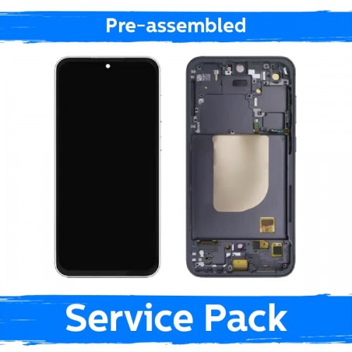 LCD ekranas skirtas Samsung S711 S23 FE su rėmu / Cream (Mint/Graphite/Purple/Indigo/Tangerine) / (Iš anksto surinktas Service Pack)