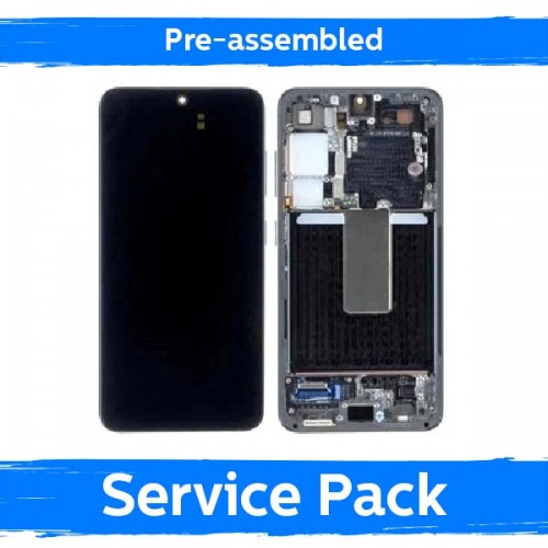 LCD ekranas skirtas Samsung S916 S23 Plus su rėmu / Phantom Black (Graphite) / (Iš anksto surinktas Service Pack)