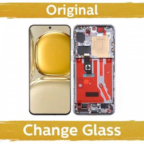 LCD ekranas skirtas Huawei P50 su rėmu / juodas / (Atnaujintas: Kinija)