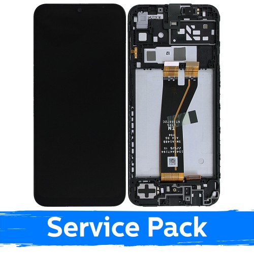 LCD ekranas skirtas Samsung A145F A14 4G (ne-ES) juodas su rėmu (Service Pack)