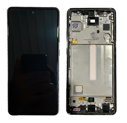 LCD ekranas Samsung A528 A52S 2021 su lietimo ekranu ir rėmeliu Awesome Black originalus (service pack)