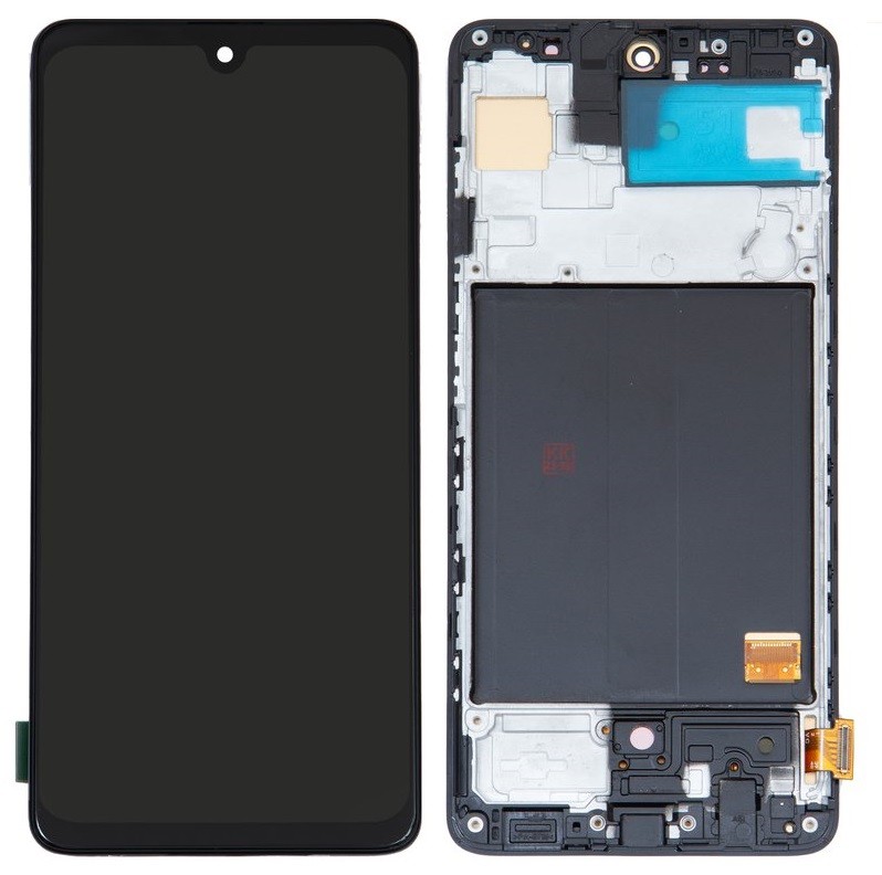 LCD экран Samsung A515 A51 2020 с тачскрином и рамкой чёрный OLED (реальный размер)