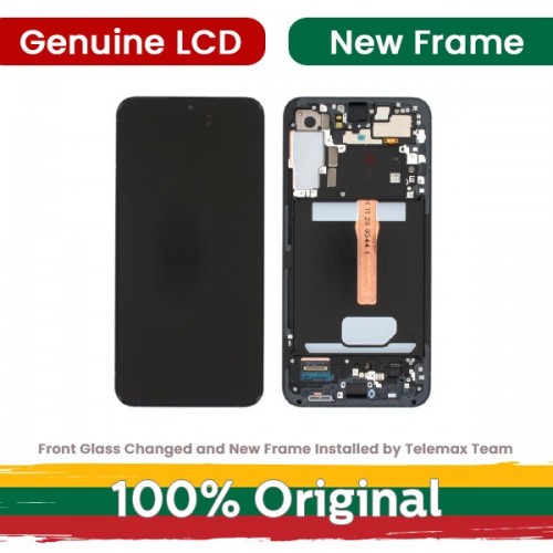 LCD дисплей для Samsung S911 S23 с рамкой / (графитовый) Phantom Black / (Восстановленный: Telemax)