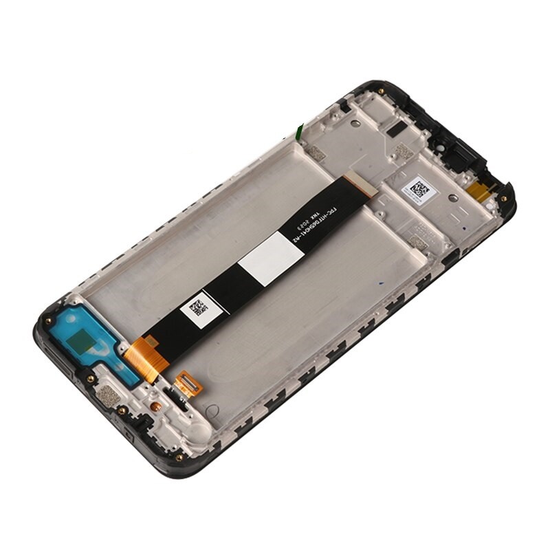 LCD ekranas Xiaomi Redmi 9A/9C/9AT/10A su jutikliniu ekranu su rėmeliu juodas originalus (aptarnavimo pakuotė)