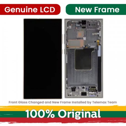 LCD ekranas skirtas Samsung S928 S24 Ultra su rėmeliu / Titanio geltona / (Atnaujintas: Telemax)