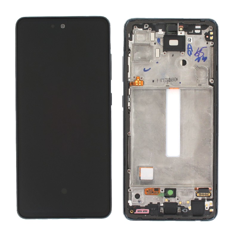 LCD ekranas Samsung A525/A526 A52 4G/5G 2021 su jutikliniu ekranu ir rėmeliu Awesome Blue originalus (serviso paketas)