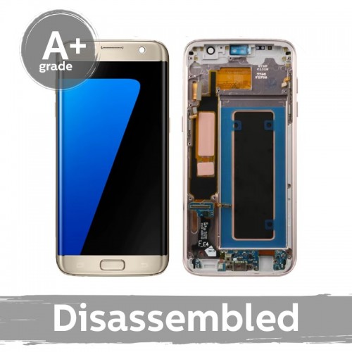 LCD ekranas suderinamas su Samsung G935 S7 Edge su rėmu / Rožinis auksas / (10/10 Naudotas)