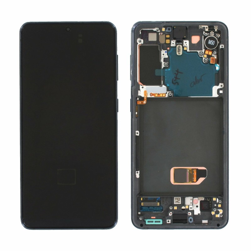 LCD ekranas Samsung G991 S21 5G su jutikliniu ekranu ir rėmeliu Phantom Grey originalus (naudotas Grade C)