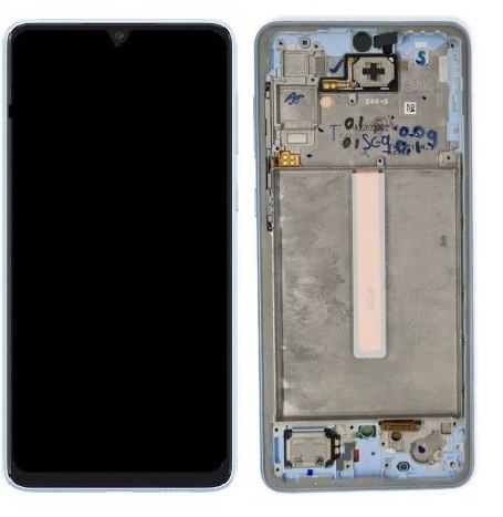 LCD ekranas Samsung A336 A33 5G 2022 su jutikliniu ekranu ir rėmeliu mėlynas originalus (serviso paketas)