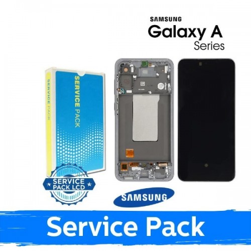 LCD ekranas suderinamas su Samsung A566 A56 5G su rėmu / šviesiai pilkas / (Service Pack)