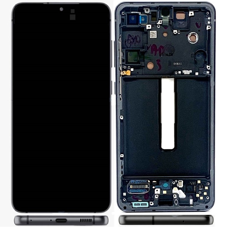LCD ekranas Samsung G990 S21 FE 5G su jutikliniu ekranu ir rėmu Graphite originalus (service pack)