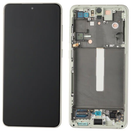 LCD ekranas Samsung G990 S21 FE 5G su jutikliniu ekranu ir rėmu Olive originalus (service pack)