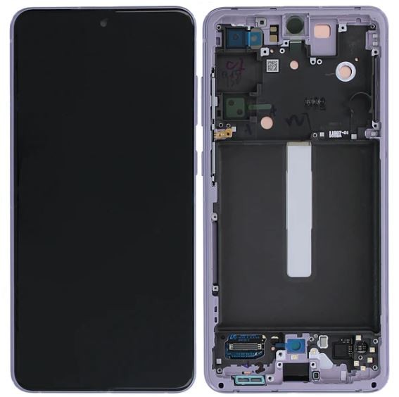 LCD ekranas Samsung G990 S21 FE 5G su jutikliniu ekranu ir rėmu Lavender originalus (service pack)