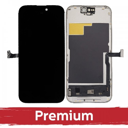 LCD ekranas suderinamas su iPhone 15 Plus juodas (SOFT OLED / Stable 120Hz / Premium) išimamas IC
