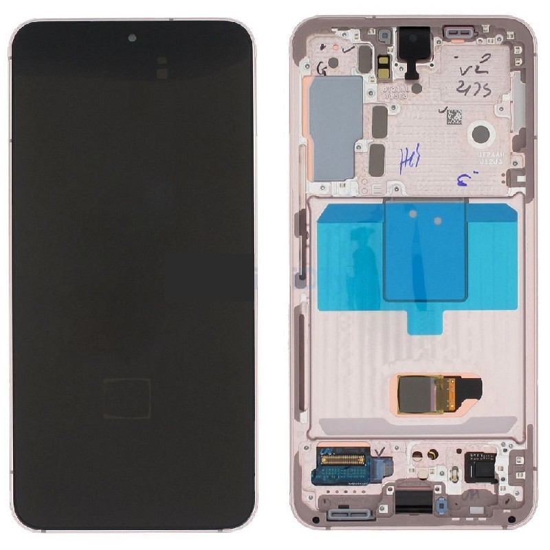 LCD ekranas Samsung S901 S22 5G su jutikliniu ekranu ir rėmeliu Pink Gold originalus (originalus komplektas)