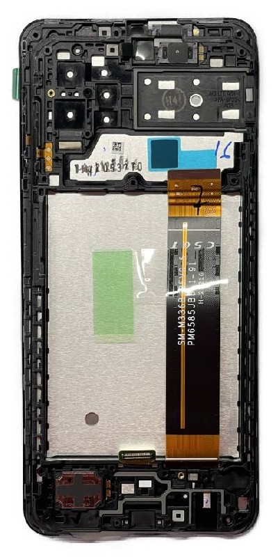 LCD ekranas Samsung A137 A13 2022 su jutikliniu ekranu ir rėmeliu juodas originalus (serviso paketas)