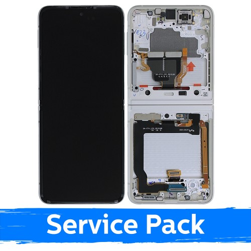 LCD ekranas Samsung F711 Z Flip3 (VIDINIS) su rėmeliu / Cream / (Service Pack)