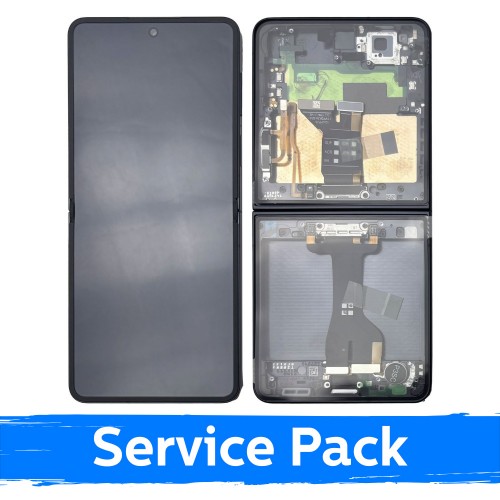 LCD дисплей совместимый с Samsung F766 Z Flip7 (ВНУТРЕННИЙ) с рамкой / Jet черный / (Service Pack)