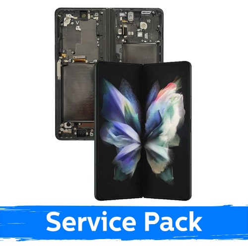 LCD ekranas Samsung F926 Z Fold3 (VIDINIS) su rėmeliu / Phantom Black / (Service Pack)