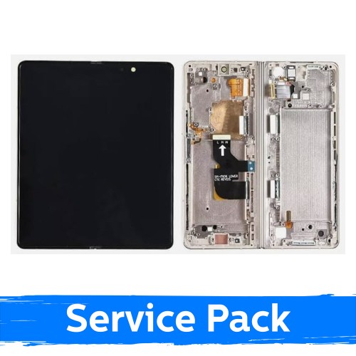 LCD ekranas Samsung F936 Z Fold4 (VIDINIS) su rėmeliu / Beige / (Service Pack)