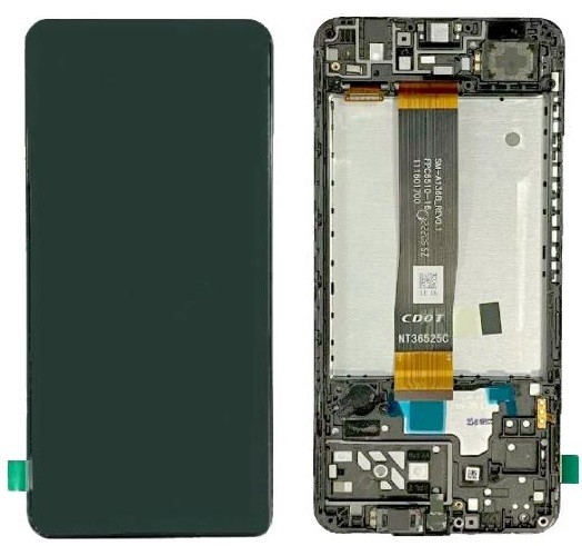 LCD экран Samsung A047 A04S 2022 с тачскрином и рамкой чёрный Оригинал (сервисная упаковка)