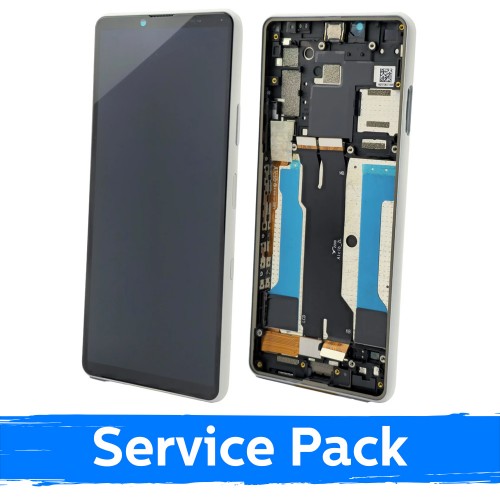 LCD дисплей совместимый с Sony Xperia 10 III белый с рамкой (Service Pack)