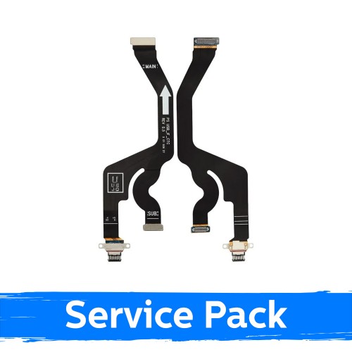 Sidabrinės spalvos Samsung Galaxy S25 Edge (S937) įkrovimo lizdo modulis su lanksčiuoju kabeliu (Service Pack)