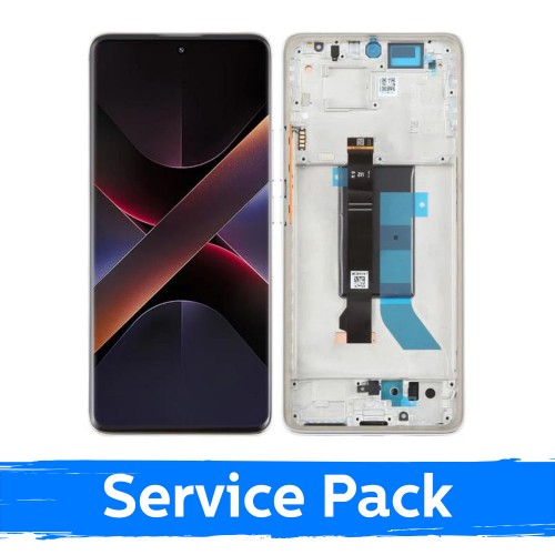 LCD Display Compatible With Xiaomi Poco X7 5G with Frame / Silver / (Service Pack)