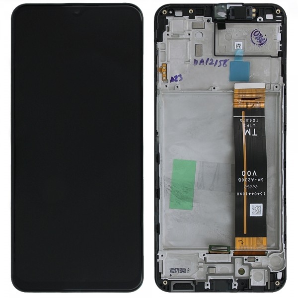 LCD ekranas Samsung A236 A23 5G su jutikliniu ekranu ir rėmeliu juodas originalus (serviso paketas)