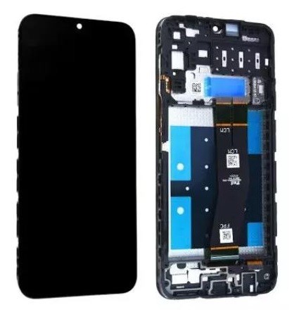 LCD ekranas Samsung A145 A14 4G 2023 su jutikliniu ekranu ir rėmeliu juodas originalus (serviso paketas)