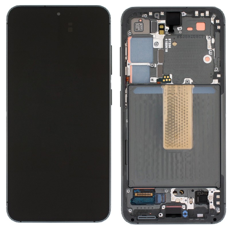 LCD экран Samsung S911 S23 5G с тачскрином и рамкой зелёный Оригинал (сервисная упаковка)