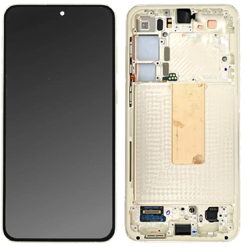 LCD ekranas Samsung S916 S23+ 5G su lietimo ekranu ir rėmeliu Cream originalus (paslaugų paketas)