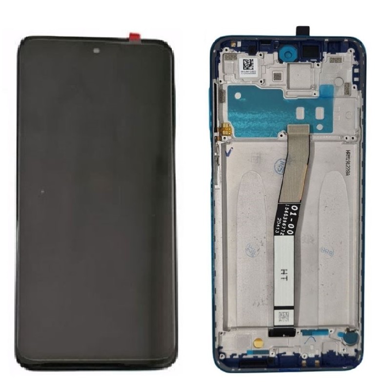 LCD ekranas Xiaomi Redmi Note 9 Pro/Note 9S su lietimui jautriu ekranu su rėmu pilkas originalus (service pack)