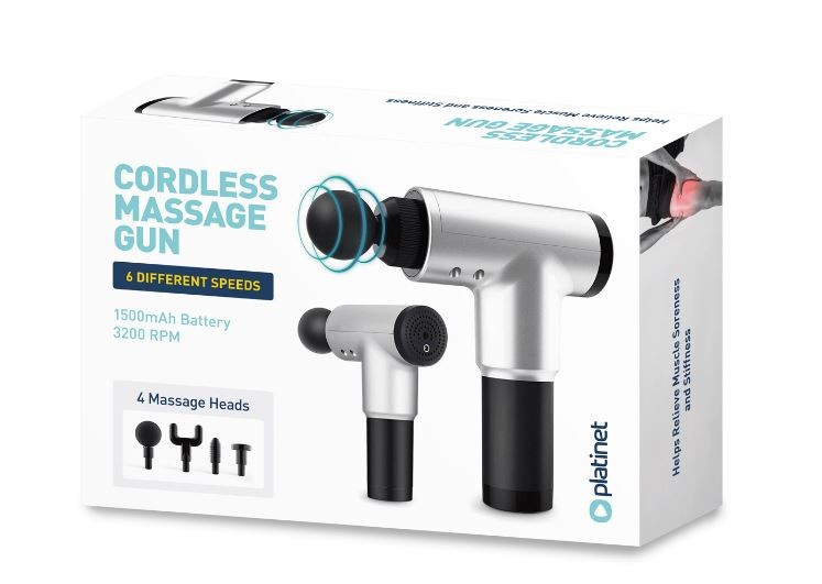 Platinet massage gun (20W; 1500mAh; 3200 rpm; 4 massage tips)
