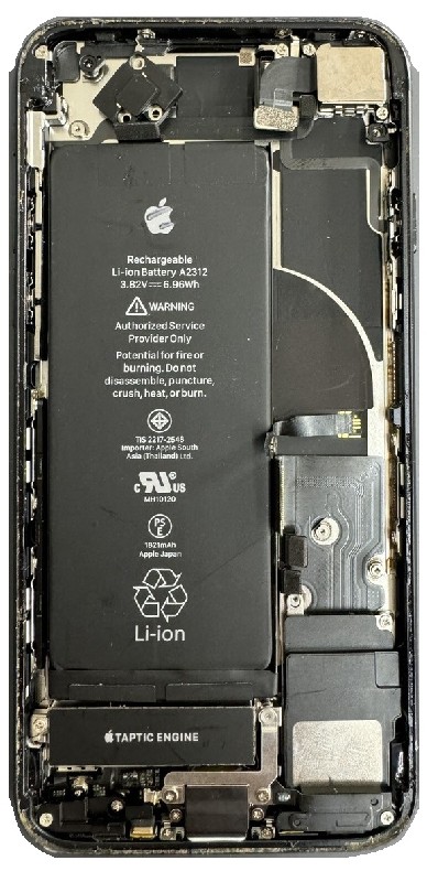 Задняя крышка iPhone SE 2020 чёрный полная со шлейфом и аккумулятором Оригинал (б/у Grade B)
