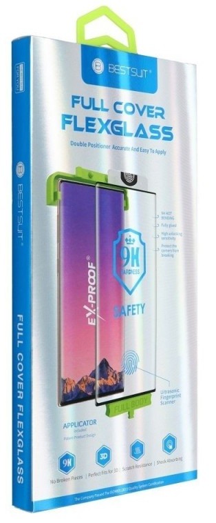 Apsauginis ekrano stiklas Bestsuit Flexible Hybrid Glass 5D (Hot Bending), skirtas Samsung S918 S23 Ultra, suderinamas su dėklu, juodas